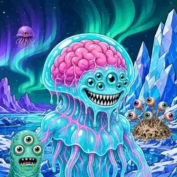 Oozlings #1779, Jellyfish Brain · Aurora Ice