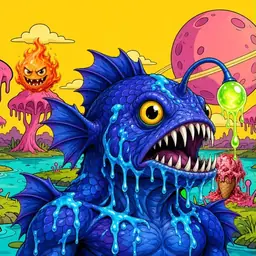 Oozlings #1793, Anglerfish · Turquoise Swamp