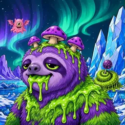 Oozlings #1797, Slime Sloth · Aurora Ice
