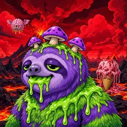Oozlings #1804, Slime Sloth · Lava Fields