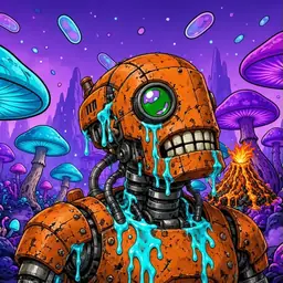 Oozlings #1809, Rusty Robot · Fungus Forest