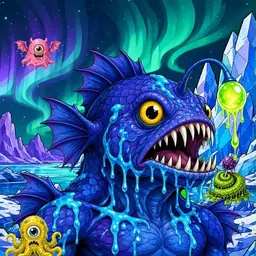Oozlings #1811, Anglerfish · Aurora Ice