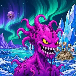 Oozlings #1819, Squid · Aurora Ice