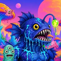Oozlings #1823, Anglerfish · Mushroom Desert