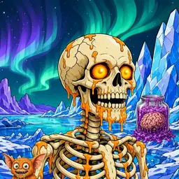 Oozlings #1825, Skull · Aurora Ice