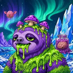 Oozlings #1828, Slime Sloth · Aurora Ice
