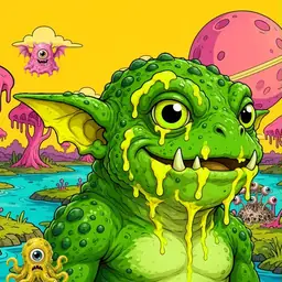 Oozlings #1831, Mutated Toad Goblin · Turquoise Swamp