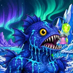 Oozlings #1836, Anglerfish · Aurora Ice