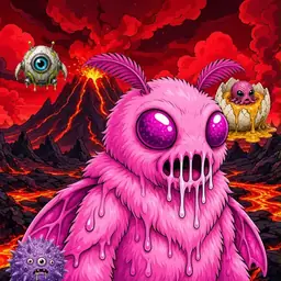Oozlings #1839, Mutant Moth · Lava Fields