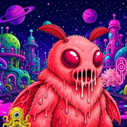 Oozlings #1843, Mutated Mutant Moth · Neon City