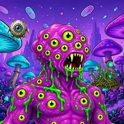 Oozlings #1851, Mutated Eyeball Cluster · Fungus Forest