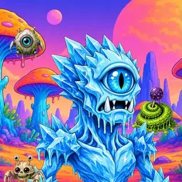 Oozlings #1855, Ice Cyclops · Mushroom Desert
