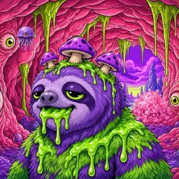 Oozlings #1862, Slime Sloth · Flesh Cave