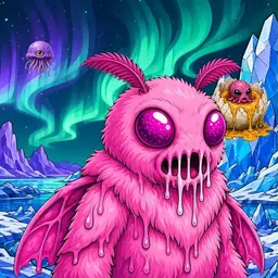 Oozlings #1866, Mutant Moth · Aurora Ice