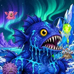 Oozlings #1870, Anglerfish · Aurora Ice