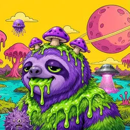 Oozlings #1872, Slime Sloth · Turquoise Swamp