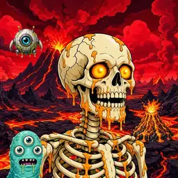 Oozlings #1876, Skull · Lava Fields