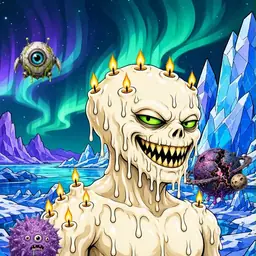 Oozlings #1886, Candle Wax · Aurora Ice