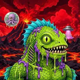 Oozlings #1894, Swamp Fish · Lava Fields