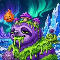 Oozlings #1902, Slime Sloth · Aurora Ice