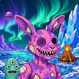 Oozlings #1911, Zombie Bunny · Aurora Ice