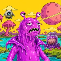 Oozlings #1916, Mutated Slug · Turquoise Swamp