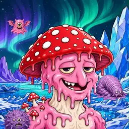 Oozlings #1925, Mushroom Head · Aurora Ice