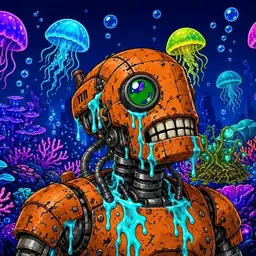 Oozlings #1945, Rusty Robot · Glow Reef