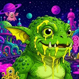 Oozlings #1951, Mutated Toad Goblin · Neon City