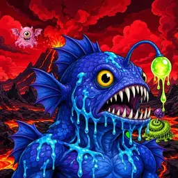Oozlings #1954, Anglerfish · Lava Fields