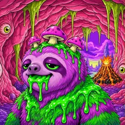 Oozlings #1956, Mutated Slime Sloth · Flesh Cave