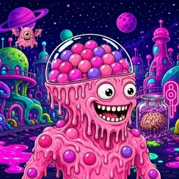 Oozlings #1962, Gumball Brain · Neon City