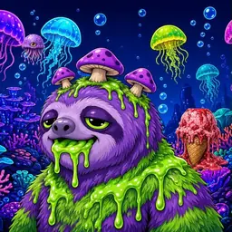 Oozlings #1965, Slime Sloth · Glow Reef