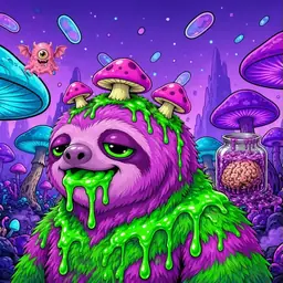 Oozlings #1968, Mutated Slime Sloth · Fungus Forest