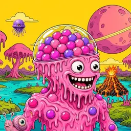Oozlings #1973, Gumball Brain · Turquoise Swamp