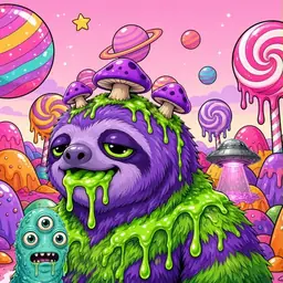 Oozlings #198, Slime Sloth · Candy Planet