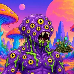 Oozlings #1982, Eyeball Cluster · Mushroom Desert