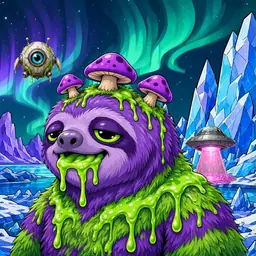 Oozlings #1984, Slime Sloth · Aurora Ice