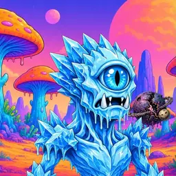 Oozlings #1988, Ice Cyclops · Mushroom Desert