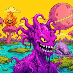 Oozlings #199, Squid · Turquoise Swamp