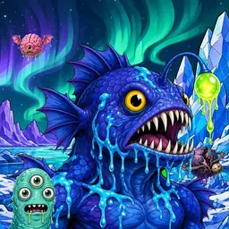 Oozlings #1996, Anglerfish · Aurora Ice