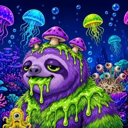 Oozlings #1998, Slime Sloth · Glow Reef