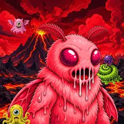 Oozlings #2002, Mutated Mutant Moth · Lava Fields