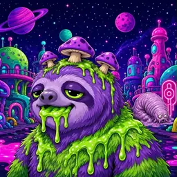Oozlings #2023, Slime Sloth · Neon City
