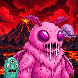 Oozlings #2028, Mutant Moth · Lava Fields