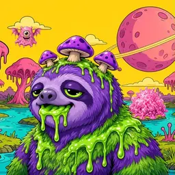 Oozlings #2029, Slime Sloth · Turquoise Swamp