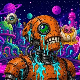Oozlings #2035, Rusty Robot · Neon City