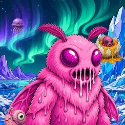 Oozlings #2044, Mutant Moth · Aurora Ice