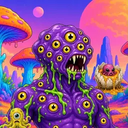 Oozlings #2049, Eyeball Cluster · Mushroom Desert