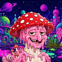 Oozlings #2050, Mushroom Head · Neon City